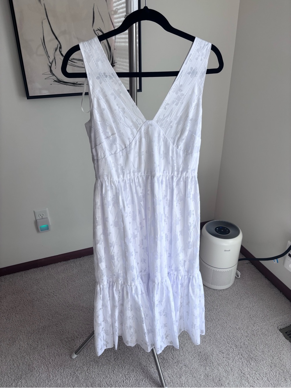 Tommy Hilfiger Cotton Blend White Eyelet Dress